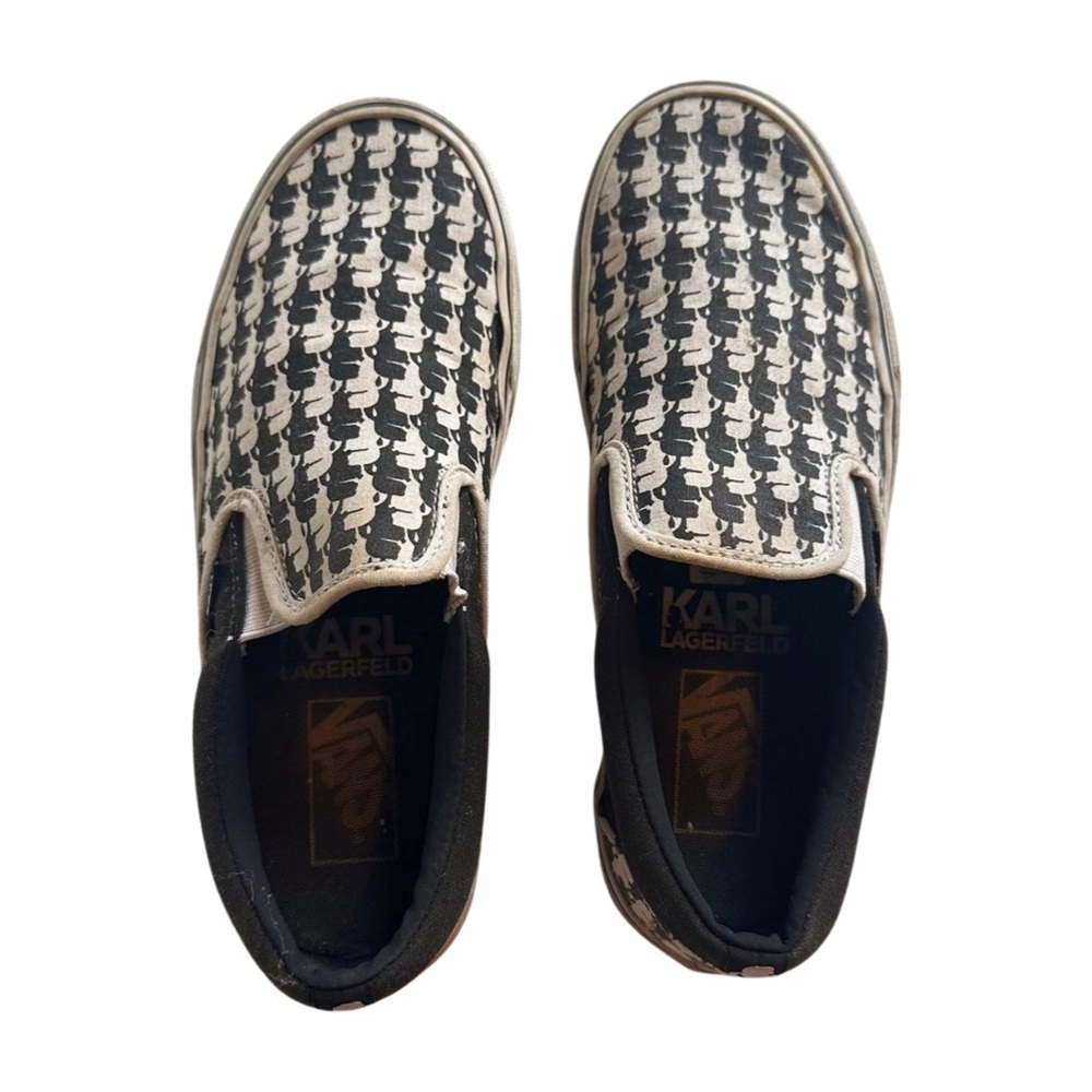 VANS x Karl Lagerfeld Slip-On Sneakers Choupette Cat Print Collab Shoes Size 8